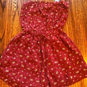 Red floral Hollister strapless romper
